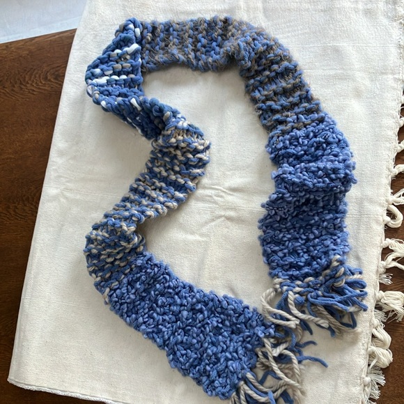 65”long handknitted scarf-goes great w/denim (jacket just for display).Very soft - Picture 2 of 2